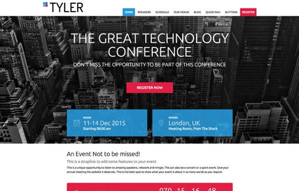 Screenshot of our WordPress conference theme