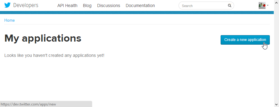Twitter - Create new app