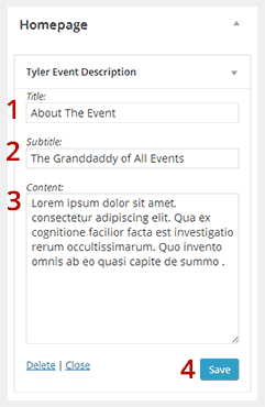 Tyler event description widget