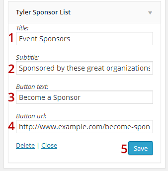 Tyler Sponsor List