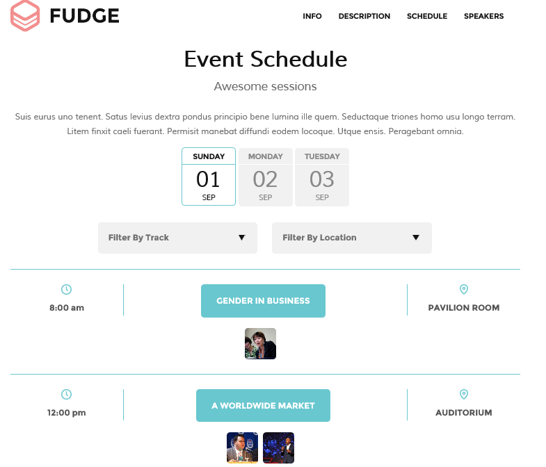 Fudge Event Schedule in HomePage