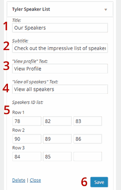 Tyler Speaker List