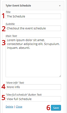 Tyler event schedule widget