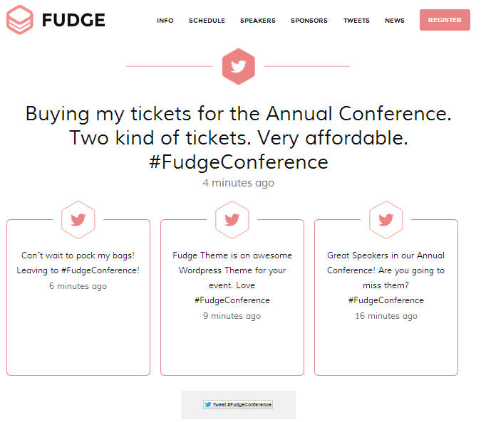 Fudge Latest Tweets in HomePage