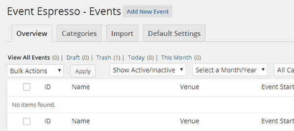 Create new event in EventEspresso