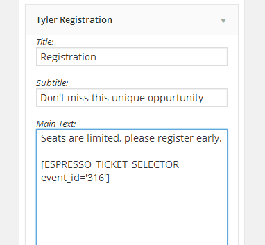 Adding EventEspresso ticketing to Fudge Registration Widget