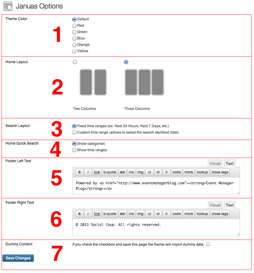 Options with sections